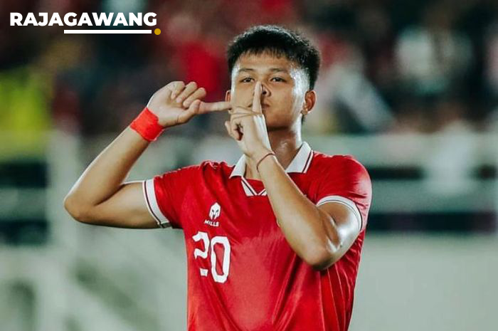 Selebrasi Hokky Caraka usai mencetak gol dalam laga Grup K Kualifikasi Piala Asia U-23 2023 antara timnas U-23 Indonesia vs Taiwan U-23 di Stadion Manahan, Solo, Jawa Tengah, Sabtu (9/9/2023).